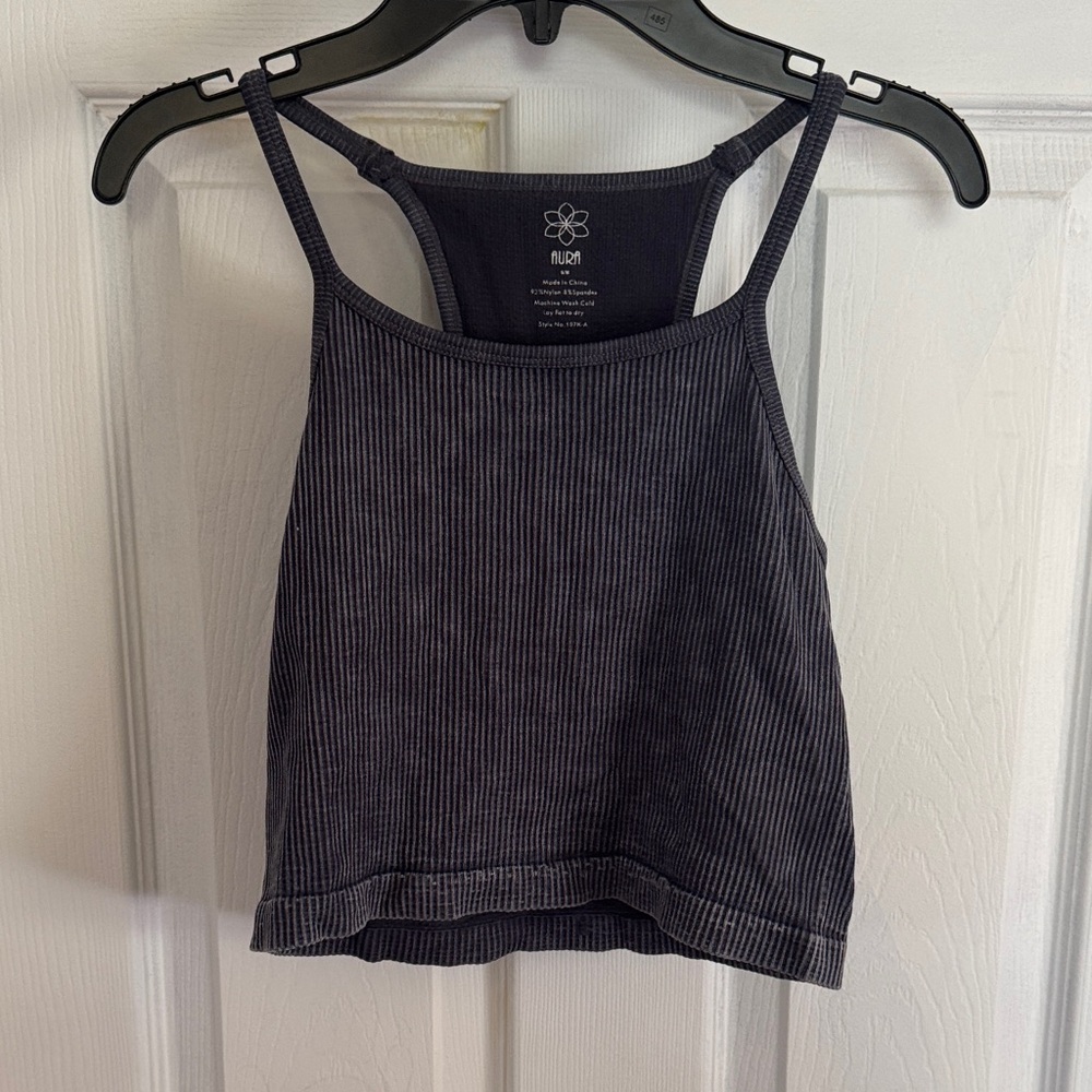 Aura Dark Blue Ribbed Tank Top